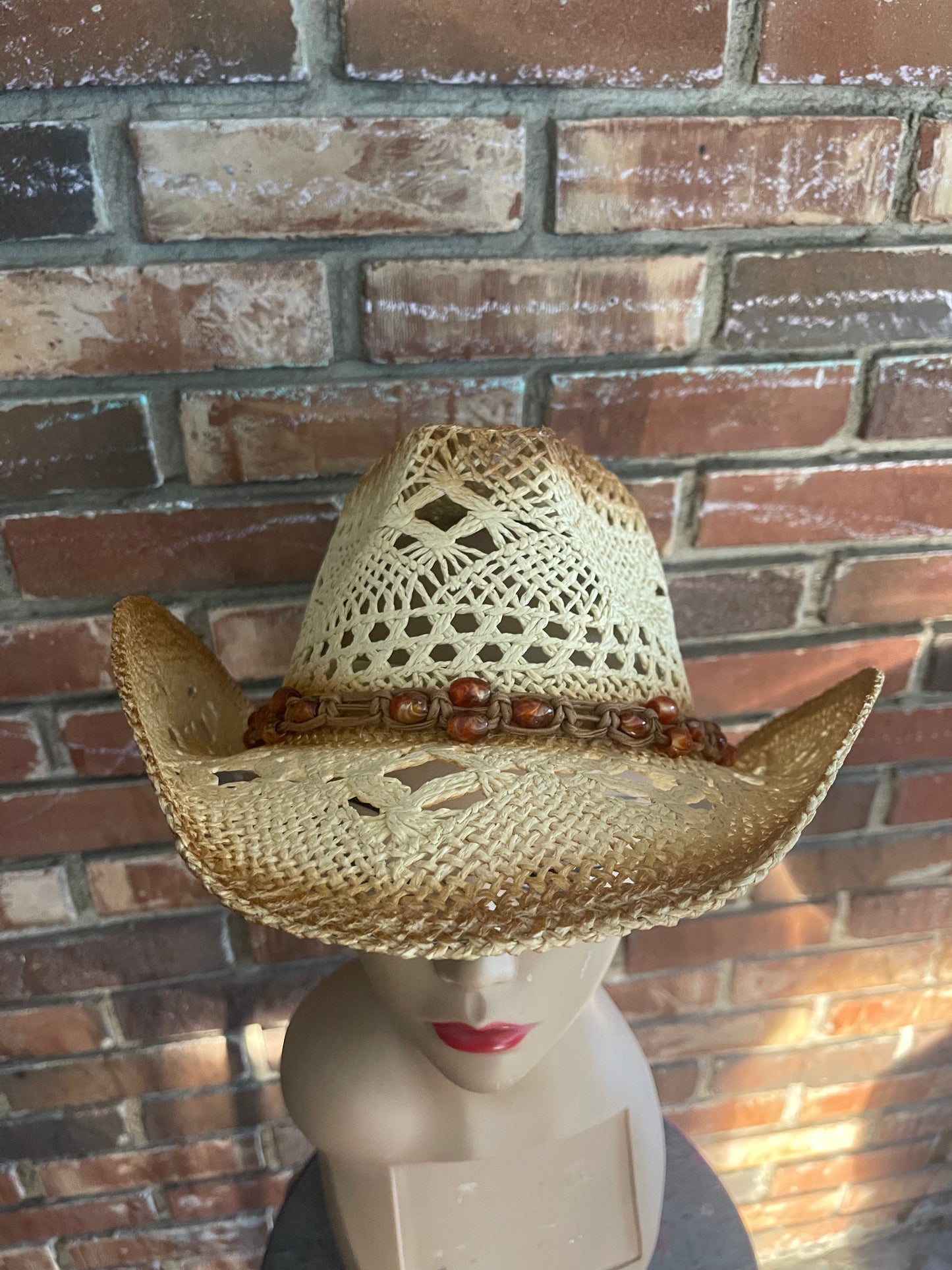 Straw Bead Cowboy Hat