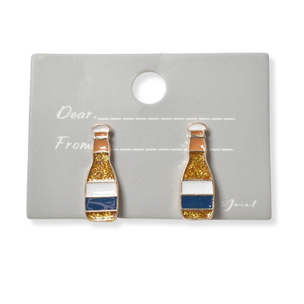 Beer Bottle Enamel Stud Earring - Rosmarray Collections, LLC.