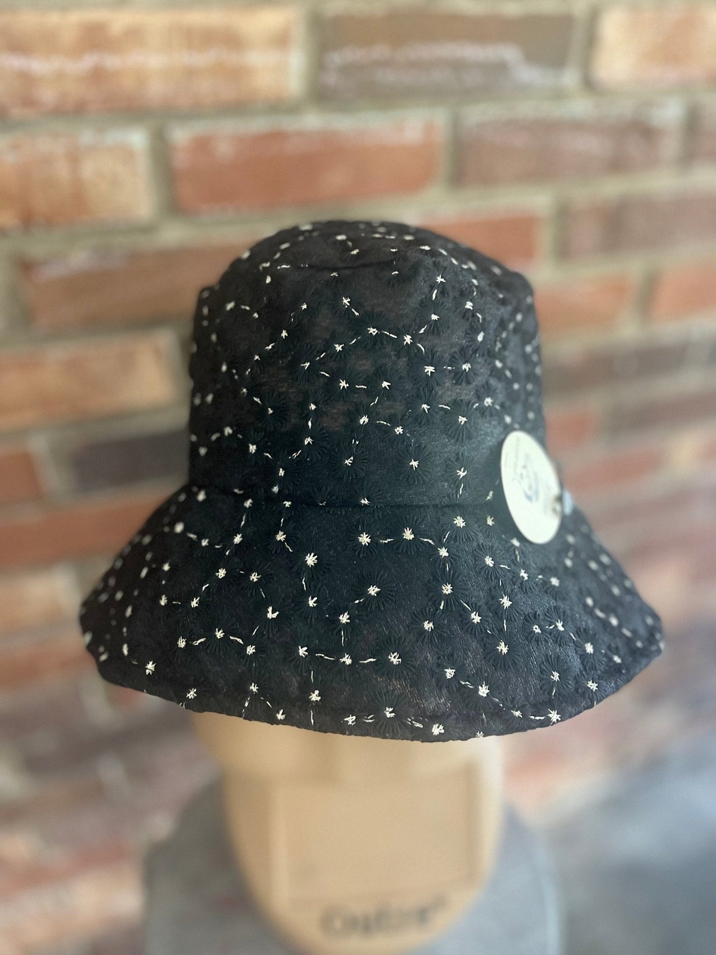 Black Sheer Flower Bucker Hat - Rosmarray Collections, LLC.