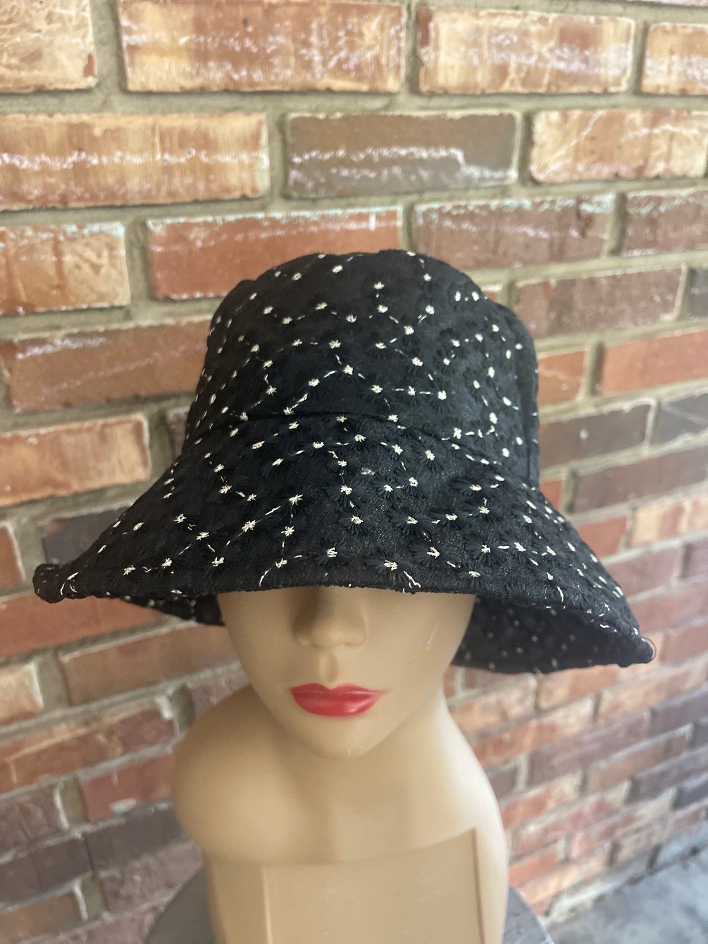 Black Sheer Flower Bucker Hat - Rosmarray Collections, LLC.