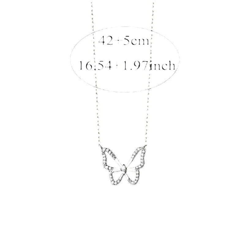 Zinc Alloy Rhinestone Butterfly Necklace - Rosmarray Collections, LLC.