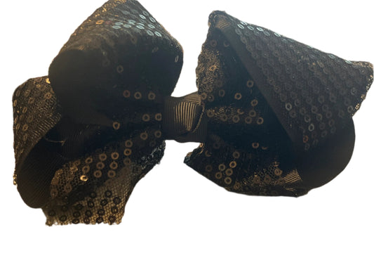 Black Sequin Hair Bow