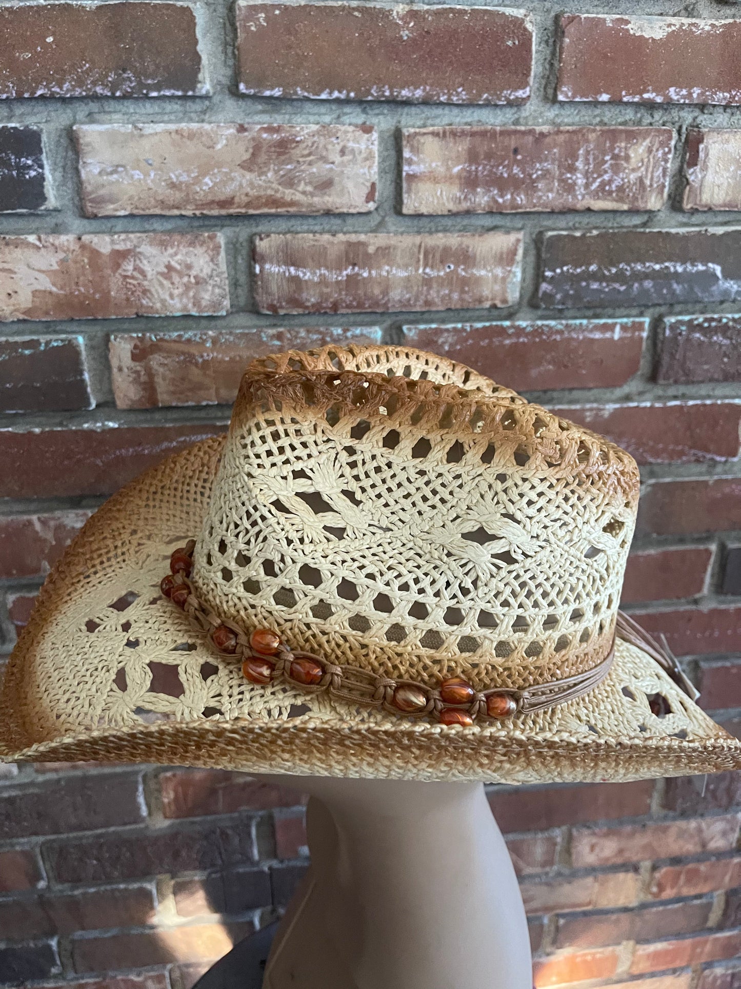 Straw Bead Cowboy Hat