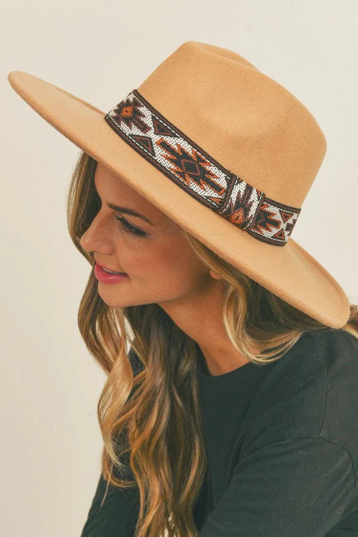 Aztec Band Felt Fedora Hat - Rosmarray Collections, LLC.