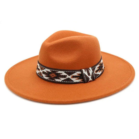 Aztec Band Felt Fedora Hat - Rosmarray Collections, LLC.
