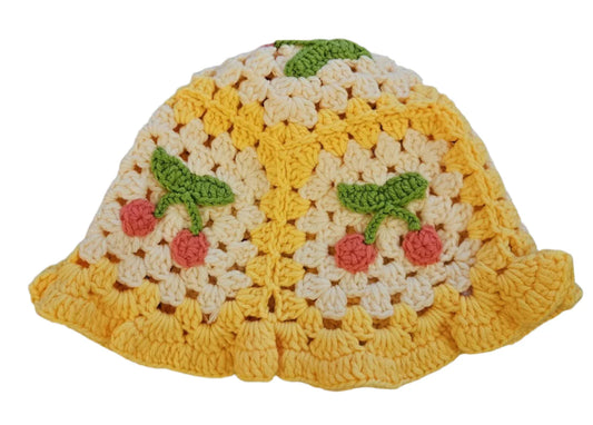 Cherry Crochet Bucket Hat - Rosmarray Collections, LLC.
