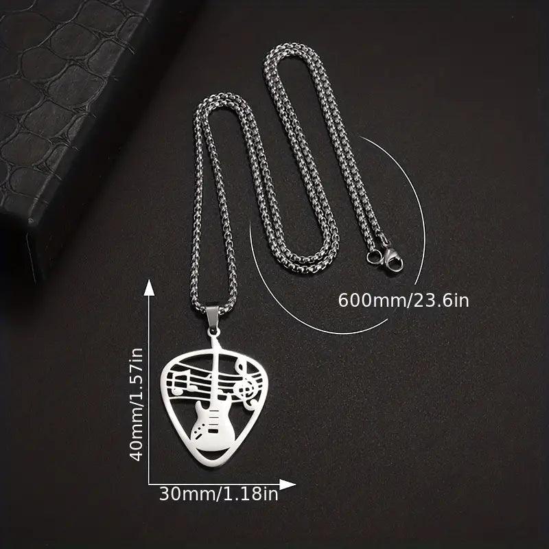 Guitar Picks Stainless Steel Pendant Necklace - Rosmarray Collections, LLC.