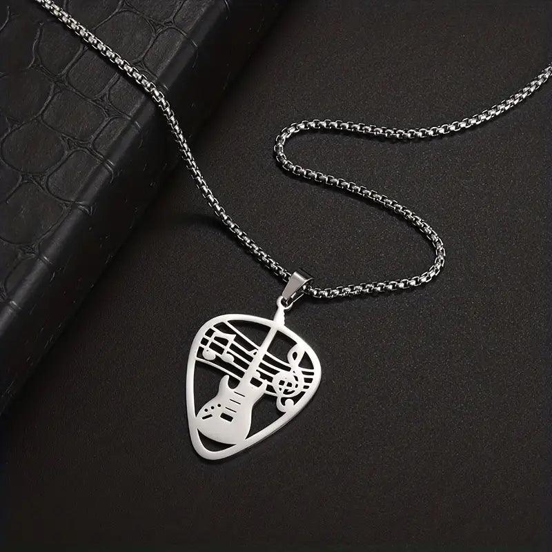 Guitar Picks Stainless Steel Pendant Necklace - Rosmarray Collections, LLC.