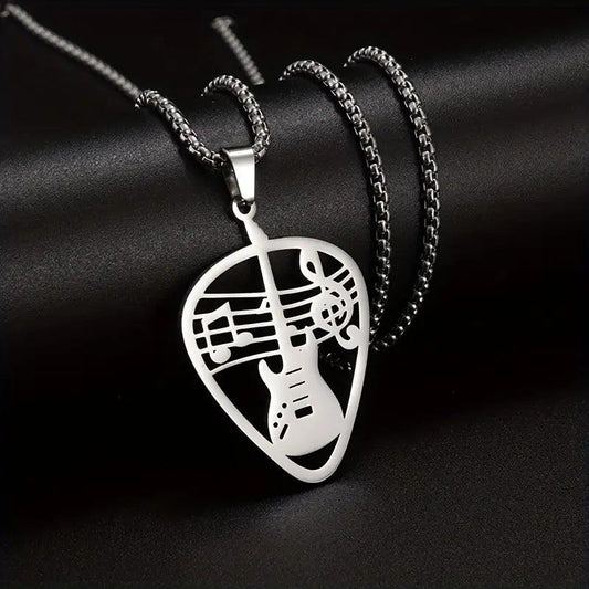 Guitar Picks Stainless Steel Pendant Necklace - Rosmarray Collections, LLC.