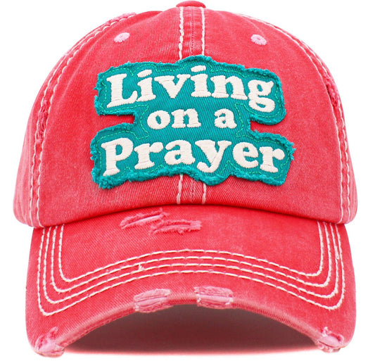 LIVING ON A PRAYER WASHED VINTAGE BALLCAP - Rosmarray Collections, LLC.