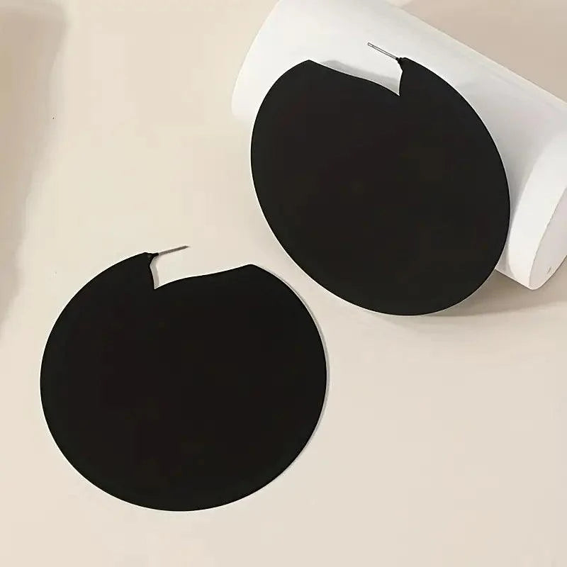 Metal Style Black Geometric Round Exaggerated Big Earrings - Rosmarray Collections, LLC.