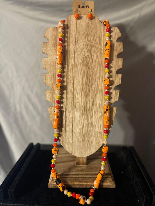 Orange Spotted Jewelry Set - Rosmarray Collections, LLC.