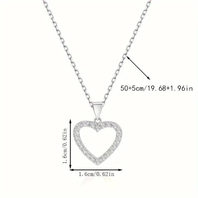 Simple Silvery Full Rhinestone Love Pendant - Rosmarray Collections, LLC.