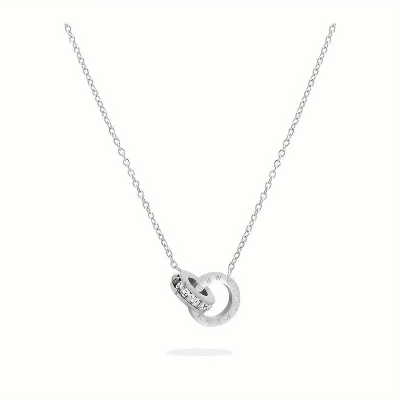 Stainless Steel Silver Inlaid Roman Numeral Necklace/Earrings/Bracelet Set - Rosmarray Collections, LLC.