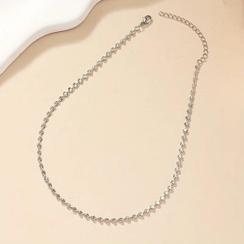 Stainless Steel Small Daisy Necklace - Rosmarray Collections, LLC.