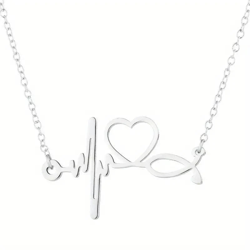 Stainless Steel Stethoscope Pendant Necklace - Rosmarray Collections, LLC.