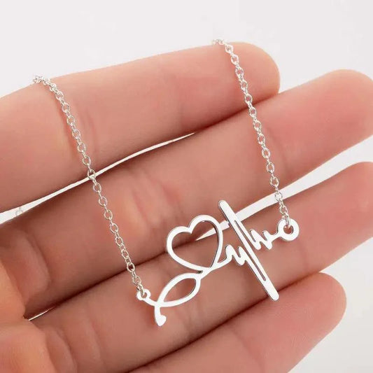 Stainless Steel Stethoscope Pendant Necklace - Rosmarray Collections, LLC.