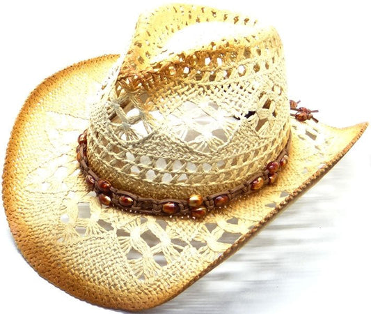 Straw Bead Cowboy Hat - Rosmarray Collections, LLC.